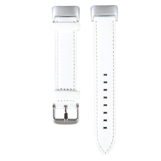 For Fitbit Charge 5 18mm Bamboo Joint Texture Genuine Leather Watch Band(White) by buy2fix