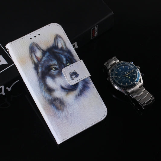 For iPhone 16 Plus Coloured Drawing Flip Leather Phone Case(White Wolf) by buy2fix