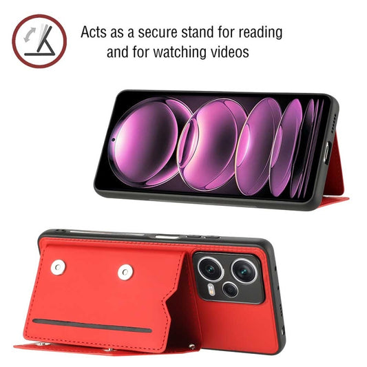 For Xiaomi Redmi Note 12 Pro 5G Skin Feel PU + TPU + PC Card Slots Phone Case(Red) by buy2fix