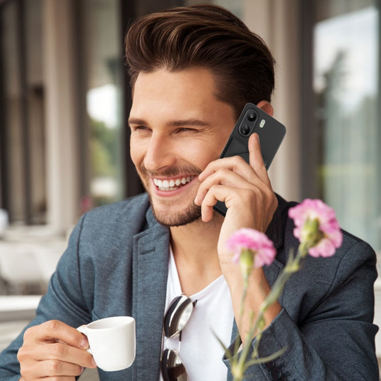 For Xiaomi Redmi 13C 4G / Poco C65 Skin Feel PU + TPU + PC Card Slots Phone Case(Black) by buy2fix