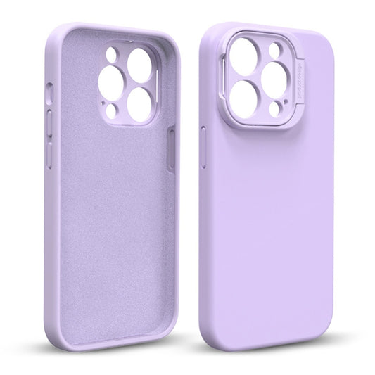 For iPhone 14 Pro Max Liquid Silicone Lens Holder Phone Case(Purple) - iPhone 14 Pro Max Cases by buy2fix | Online Shopping UK | buy2fix