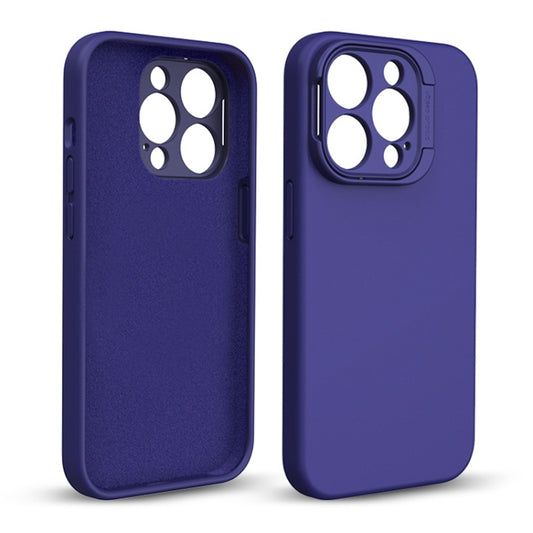For iPhone 14 Pro Max Liquid Silicone Lens Holder Phone Case(Dark Purple) - iPhone 14 Pro Max Cases by buy2fix | Online Shopping UK | buy2fix