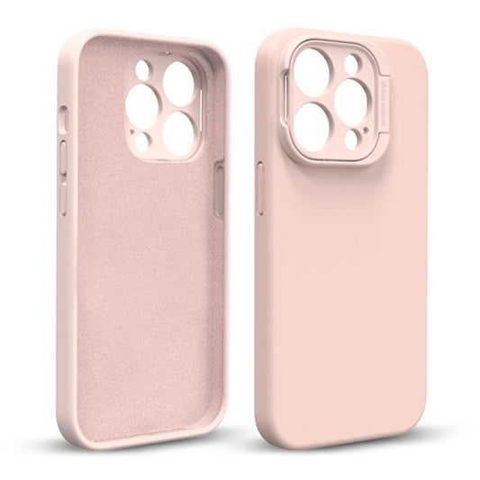 For iPhone 14 Pro Liquid Silicone Lens Holder Phone Case(Pink) - iPhone 14 Pro Cases by buy2fix | Online Shopping UK | buy2fix