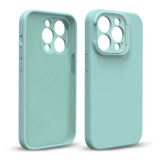 For iPhone 14 Pro Liquid Silicone Lens Holder Phone Case(Green) - iPhone 14 Pro Cases by buy2fix | Online Shopping UK | buy2fix