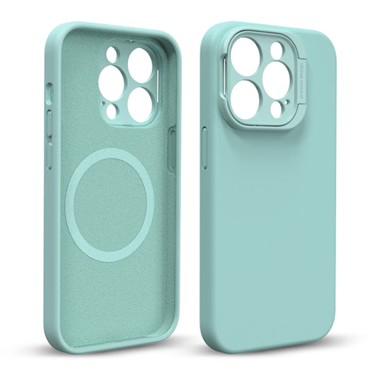 For iPhone 14 Pro Max Liquid Silicone Lens Holder MagSafe Phone Case(Green) - iPhone 14 Pro Max Cases by buy2fix | Online Shopping UK | buy2fix