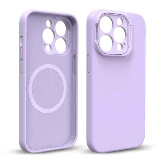 For iPhone 14 Pro Liquid Silicone Lens Holder MagSafe Phone Case(Purple) by buy2fix