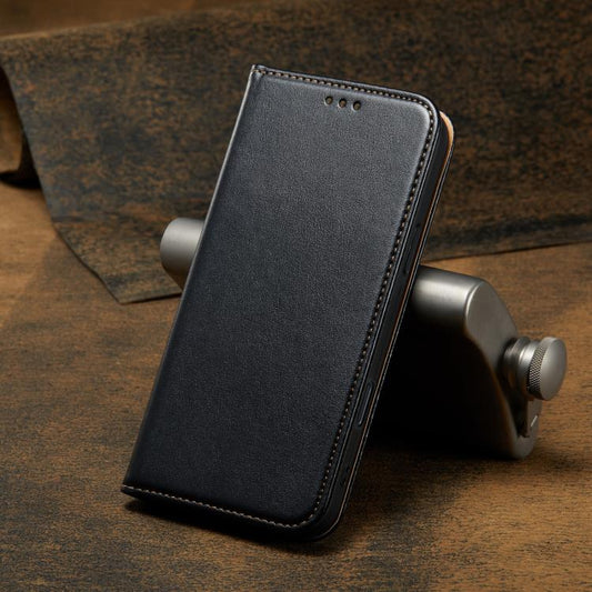 For iPhone 17 Fierre Shann PU Genuine Leather Texture Phone Case(Black) - iPhone 17 Cases by FIERRE SHANN | Online Shopping UK | buy2fix