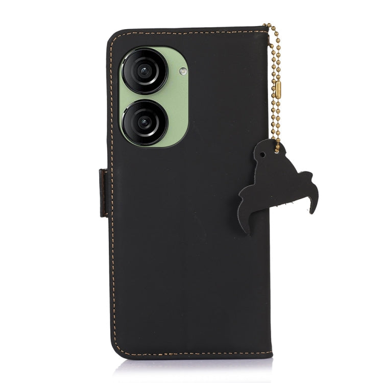 For Asus Zenfone 10 / Zenfone 9 Genuine Leather Magnetic RFID Leather Phone Case(Black) - ASUS Cases by buy2fix | Online Shopping UK | buy2fix