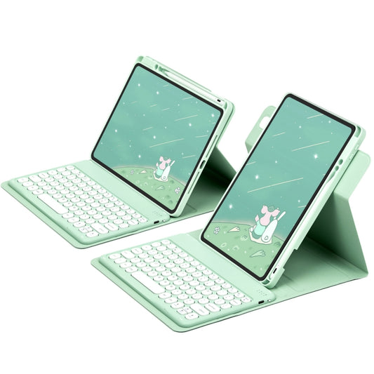 For iPad 10th Gen 10.9 2022 Round Button 360 Degree Rotatable Bluetooth Keyboard Leather Case(Mint Green) by buy2fix