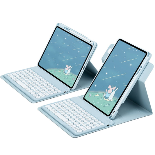 For iPad 10.2 2021 / Air 2019 Round Button 360 Degree Rotatable Bluetooth Keyboard Leather Case(Sky Blue) by buy2fix