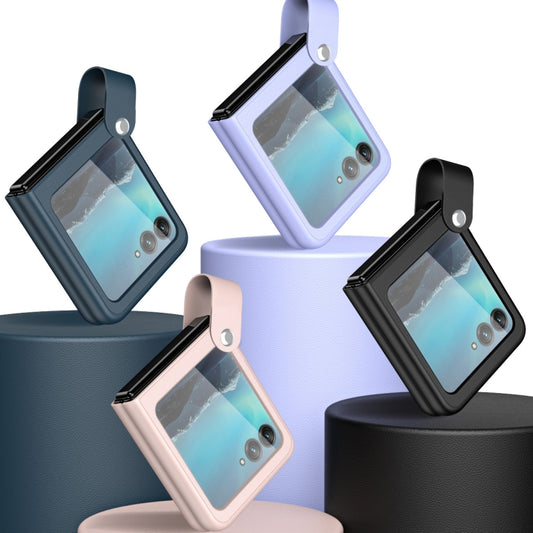 For Motorola Razr 40 Ultra Hand Strap Type Leather Phone Case(Black) by buy2fix