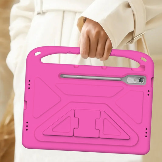 For Lenovo Tab P12 12.7 Handle Portable EVA Shockproof Tablet Case(Rose Red) by buy2fix