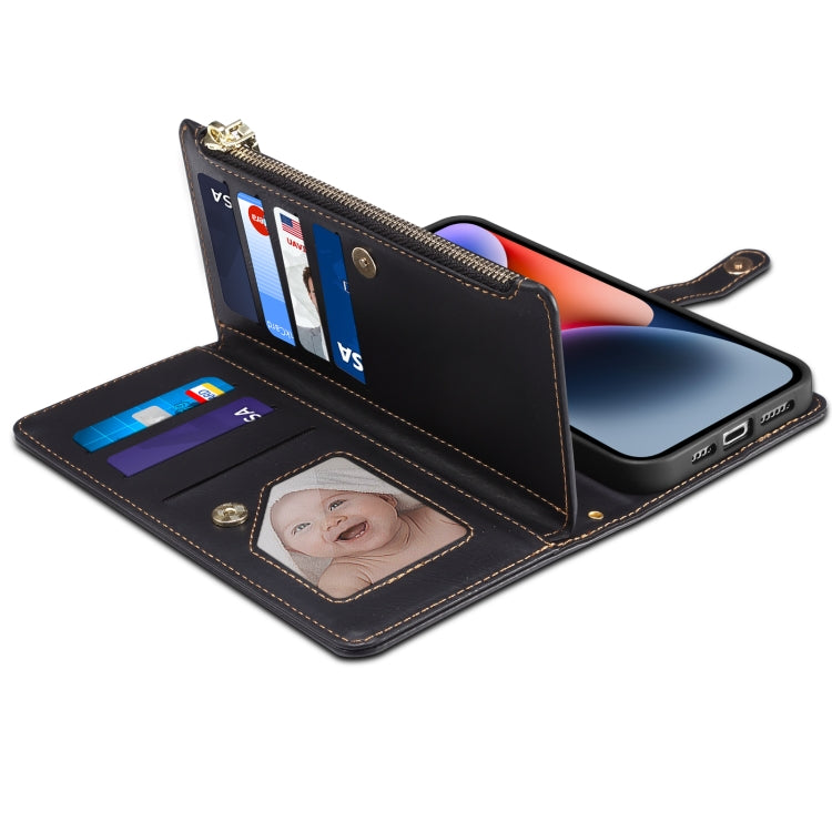 For iPhone 15 ESEBLE Star Series Lanyard Zipper Wallet RFID Leather Case(Black) - iPhone 15 Cases by ESEBLE | Online Shopping UK | buy2fix