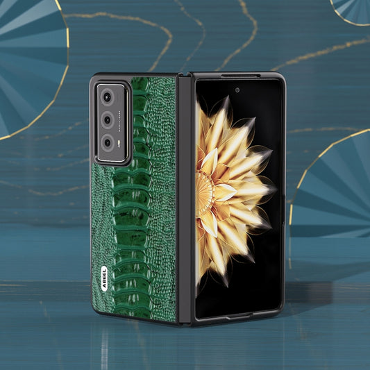 For Honor Magic V2 ABEEL Genuine Leather Weilai Series Phone Case(Green) by buy2fix