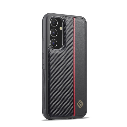 For Samsung Galaxy A24 LC.IMEEKE 3 in 1 Carbon Fiber Texture Shockproof Phone Case(Black) by LC.IMEEKE