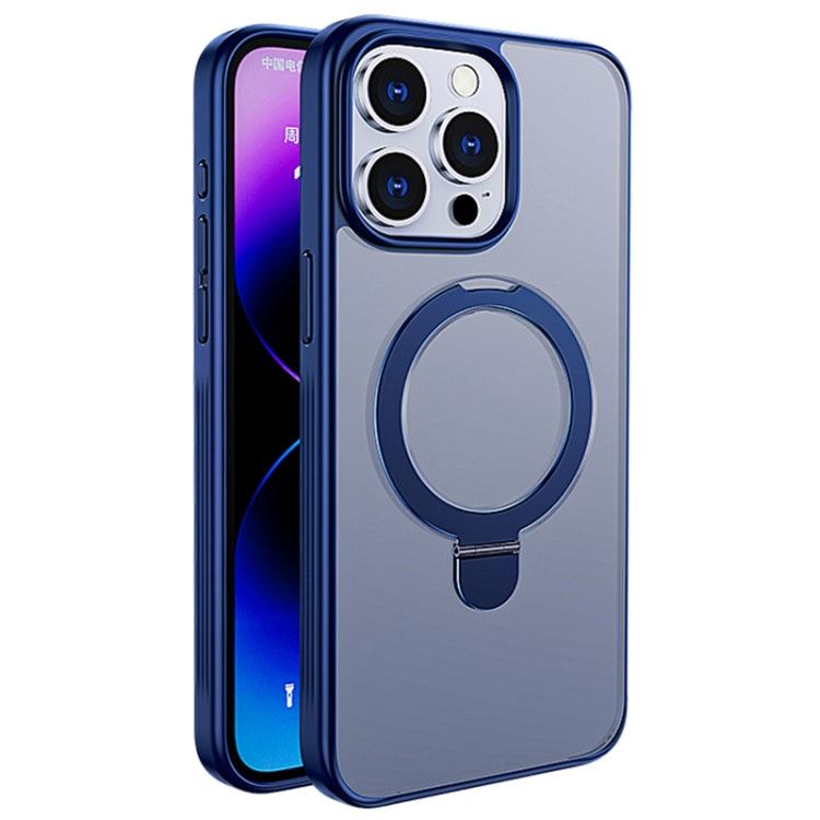 For iPhone 14 Pro Max Multifunctional MagSafe Holder Phone Case(Blue) - iPhone 14 Pro Max Cases by buy2fix | Online Shopping UK | buy2fix