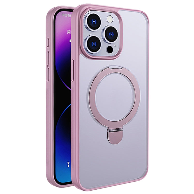 For iPhone 14 Pro Multifunctional MagSafe Holder Phone Case(Pink) - iPhone 14 Pro Cases by buy2fix | Online Shopping UK | buy2fix