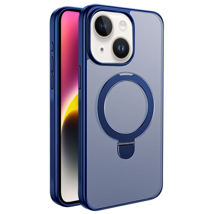 For iPhone 14 Plus Multifunctional MagSafe Holder Phone Case(Blue) - iPhone 14 Plus Cases by buy2fix | Online Shopping UK | buy2fix