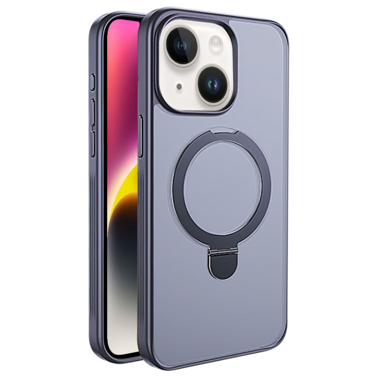 For iPhone 14 Plus Multifunctional MagSafe Holder Phone Case(Grey) - iPhone 14 Plus Cases by buy2fix | Online Shopping UK | buy2fix
