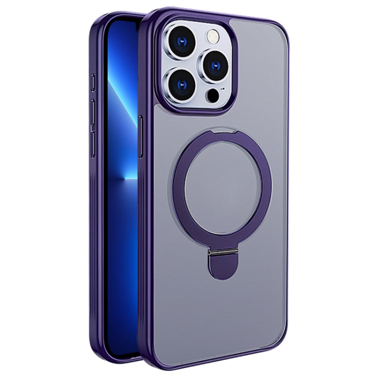 For iPhone 13 Pro Multifunctional MagSafe Holder Phone Case(Purple) - iPhone 13 Pro Cases by buy2fix | Online Shopping UK | buy2fix