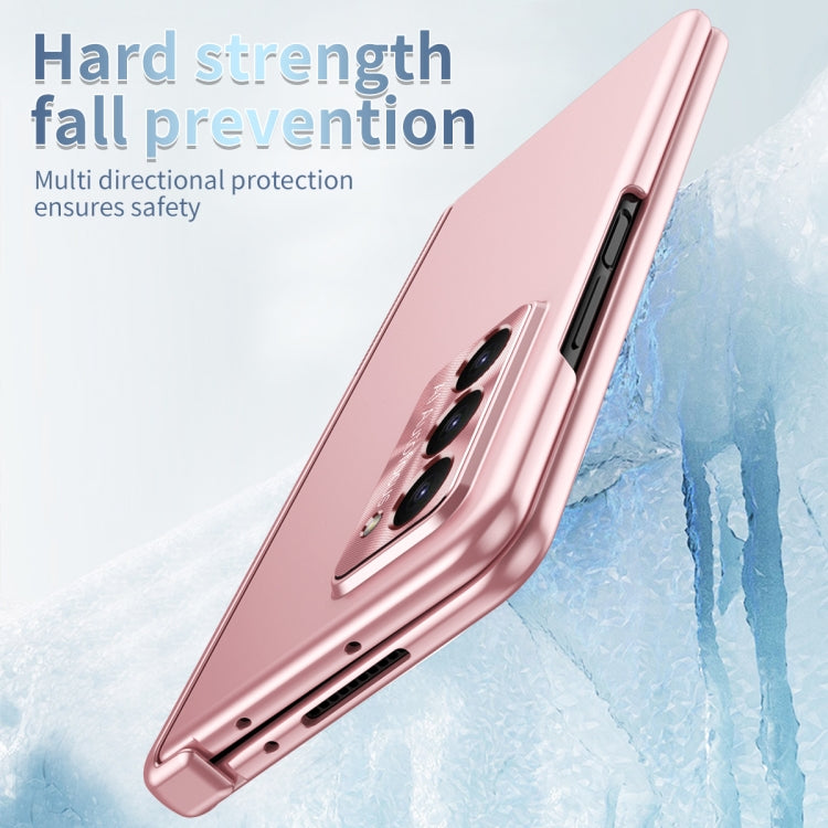 For Samsung Galaxy Z Fold5 Electroplating Hinged Folding Phone Case with S Pen Fold Edtion(Pink) by buy2fix
