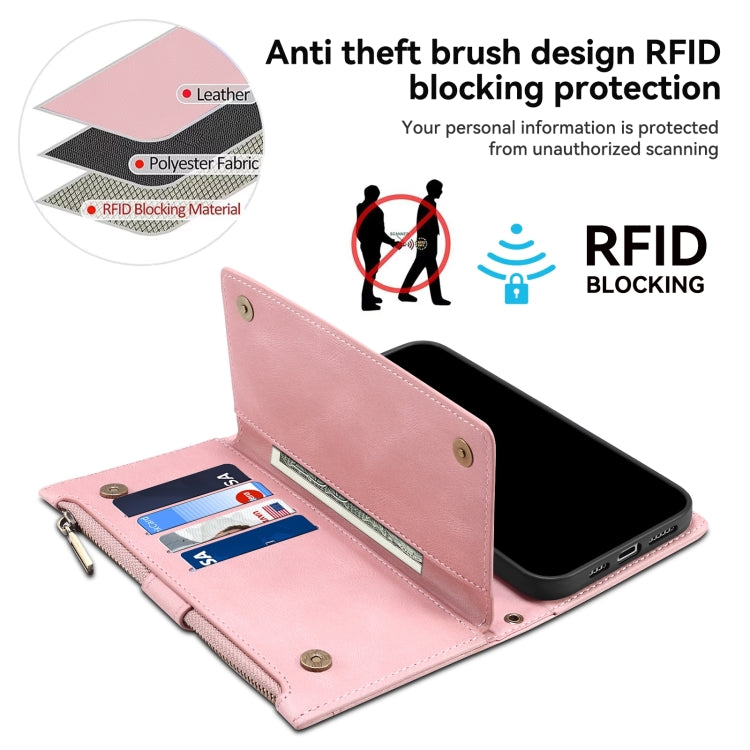 For iPhone 15 Pro ESEBLE Retro Frosted RFID Flip Leather Phone Case(Rose Gold) - iPhone 15 Pro Cases by ESEBLE | Online Shopping UK | buy2fix