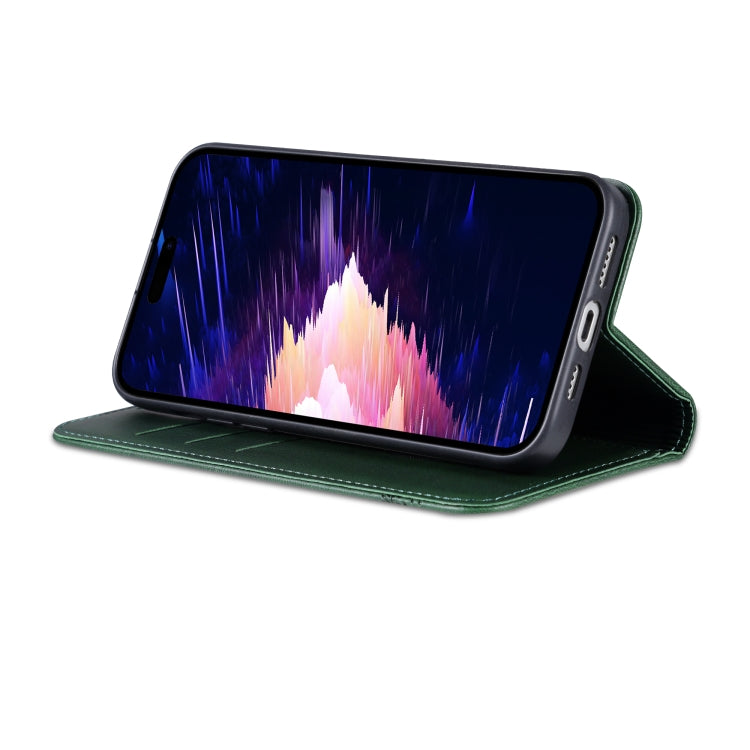 For iPhone 15 AZNS Magnetic Calf Texture Leather Phone Case(Dark Green) - iPhone 15 Cases by AZNS | Online Shopping UK | buy2fix