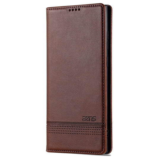 For Samsung Galaxy S24 Ultra 5G AZNS Magnetic Calf Texture Flip Leather Phone Case(Dark Brown) by AZNS