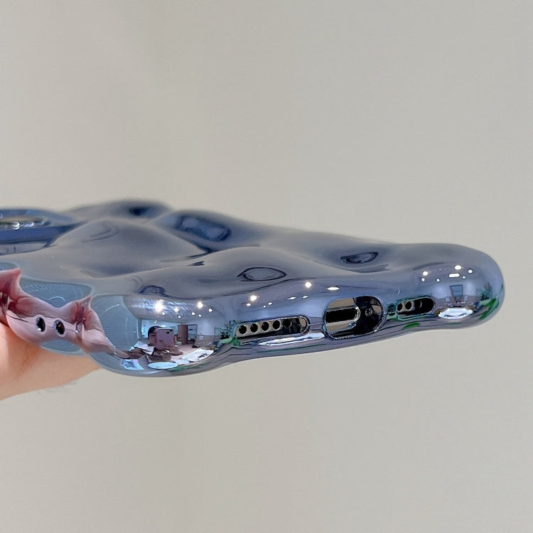 For iPhone 16 Pro Max Wave Bubbles TPU Phone Case(Painted Blue) by buy2fix