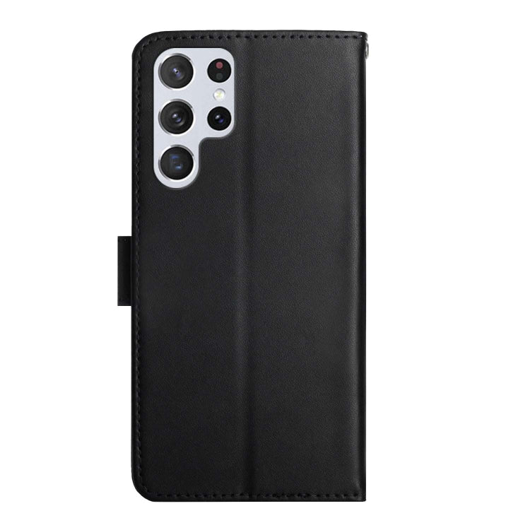 For Samsung Galaxy S24 Ultra 5G HT02 Genuine Leather Fingerprint-proof Flip Phone Case(Black) - Galaxy S24 Ultra 5G Cases by buy2fix | Online Shopping UK | buy2fix