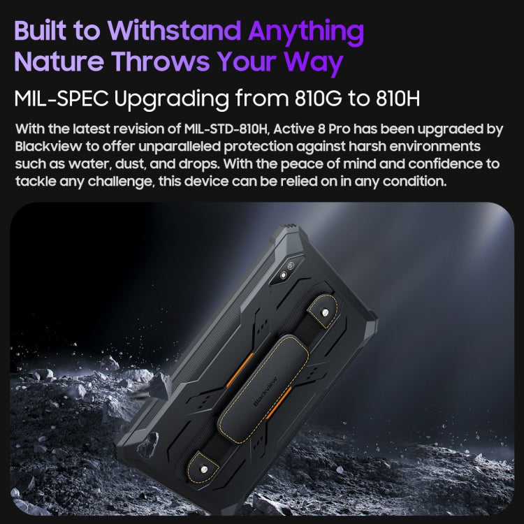Blackview Active 8 Pro 4G Rugged Tablet, 10.36 inch 8GB+256GB Android 13 MT6789 Octa Core Support Dual SIM, Global Version with Google Play, EU Plug(Black) - Blackview by Blackview | Online Shopping UK | buy2fix