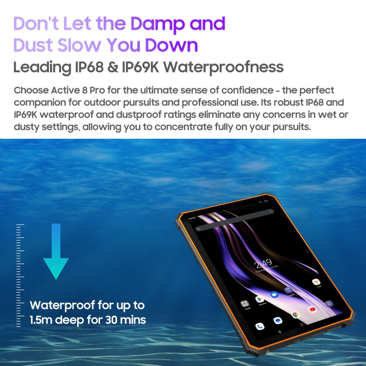 Blackview Active 8 Pro 4G Rugged Tablet, 10.36 inch 8GB+256GB Android 13 MT6789 Octa Core Support Dual SIM, Global Version with Google Play, EU Plug(Black) - Blackview by Blackview | Online Shopping UK | buy2fix