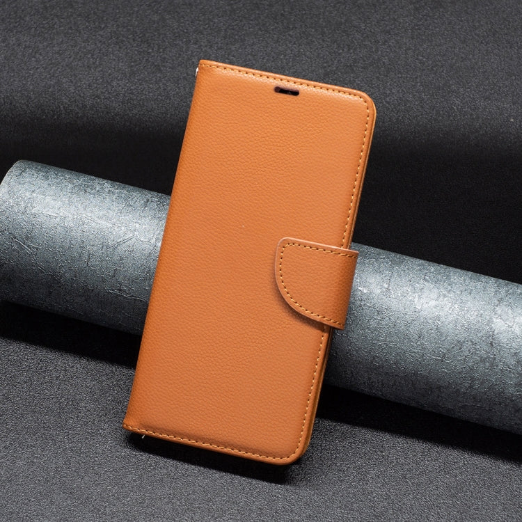 For Samsung Galaxy S24 5G Litchi Texture Pure Color Flip Leather Phone Case(Brown) - Galaxy S24 5G Cases by buy2fix | Online Shopping UK | buy2fix