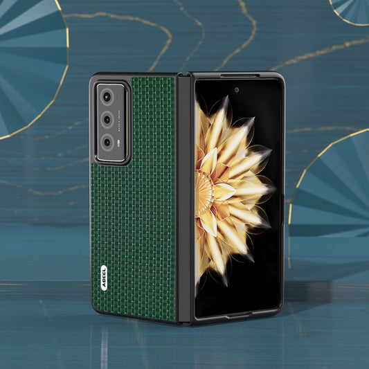 For Honor Magic V2 ABEEL Genuine Leather Luxury Series Phone Case(Night Green) by buy2fix