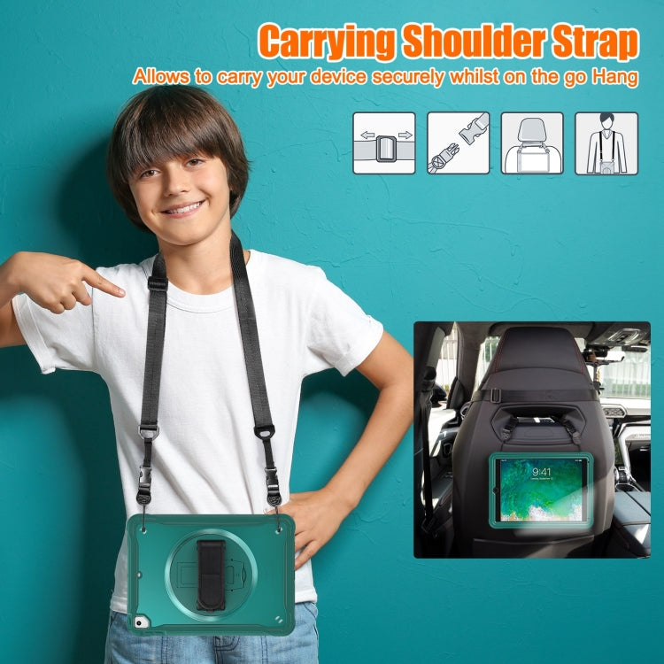 For iPad Air / Air 2 / 9.7 2018 / 2017 Heavy Duty Hybrid Tablet Case with Hand Grip & Strap(Dark Green) - iPad 9.7 (2018) & (2017) Cases by buy2fix | Online Shopping UK | buy2fix