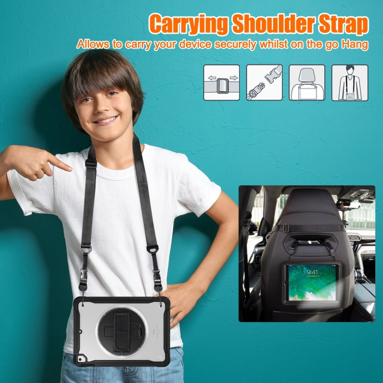 For iPad Air / Air 2 / 9.7 2018 / 2017 Heavy Duty Hybrid Tablet Case with Hand Grip & Strap(Black) - iPad 9.7 (2018) & (2017) Cases by buy2fix | Online Shopping UK | buy2fix