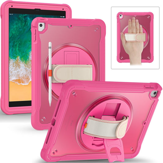 For iPad Air / Air 2 / 9.7 2018 / 2017 Heavy Duty Hybrid Tablet Case with Hand Grip & Strap(Rose Red) - iPad 9.7 (2018) & (2017) Cases by buy2fix | Online Shopping UK | buy2fix