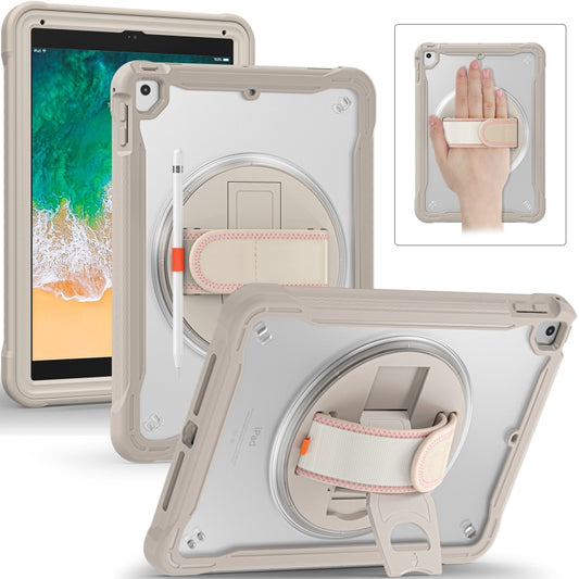 For iPad Air / Air 2 / 9.7 2018 / 2017 Heavy Duty Hybrid Tablet Case with Hand Grip & Strap(Khaki) - iPad 9.7 (2018) & (2017) Cases by buy2fix | Online Shopping UK | buy2fix