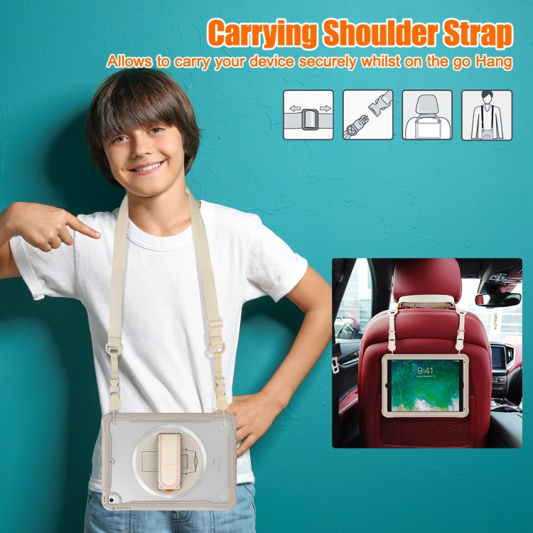 For iPad Air / Air 2 / 9.7 2018 / 2017 Heavy Duty Hybrid Tablet Case with Hand Grip & Strap(Khaki) - iPad 9.7 (2018) & (2017) Cases by buy2fix | Online Shopping UK | buy2fix