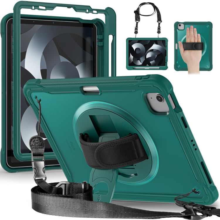 For iPad Air 2022 10.9 / Pro 11 2022 Heavy Duty Hybrid Tablet Case with Hand Grip & Strap(Dark Green) - iPad Air (2022) / (2020) 10.9 Cases by buy2fix | Online Shopping UK | buy2fix