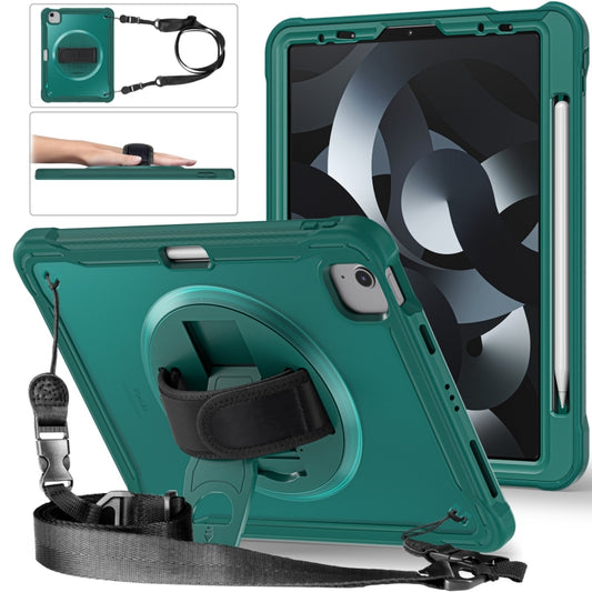 For iPad Air 2022 10.9 / Pro 11 2022 Heavy Duty Hybrid Tablet Case with Hand Grip & Strap(Dark Green) - iPad Air (2022) / (2020) 10.9 Cases by buy2fix | Online Shopping UK | buy2fix