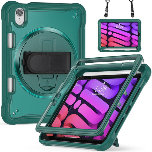For iPad mini 6 / mini 2024 Heavy Duty Hybrid Tablet Case with Hand Grip & Strap(Dark Green) - iPad mini 2024 Cases by buy2fix | Online Shopping UK | buy2fix