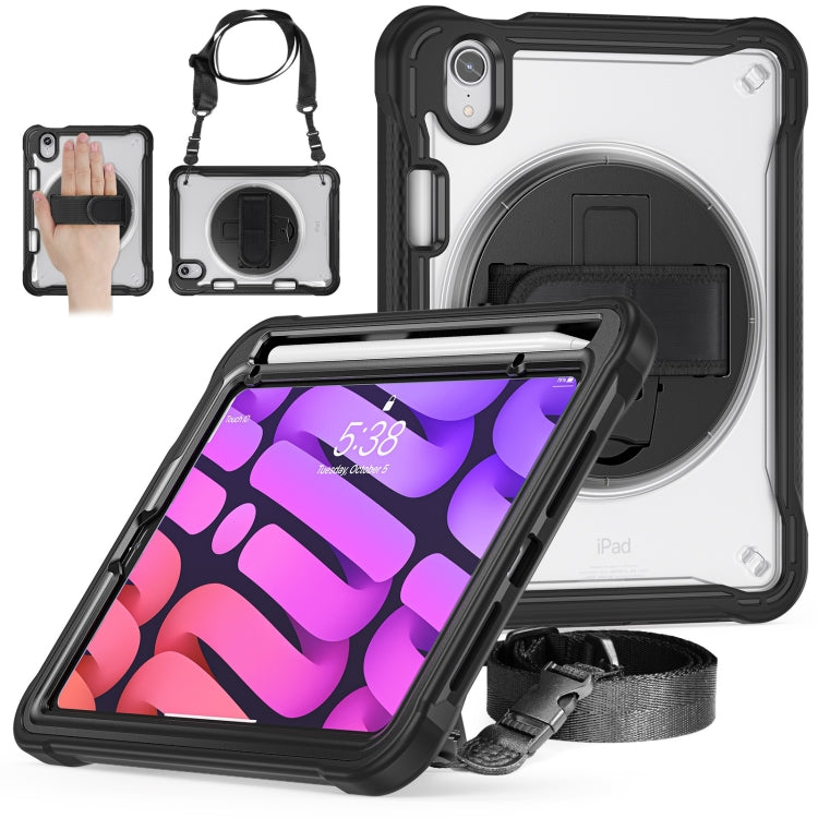 For iPad mini 6 / mini 2024 Heavy Duty Hybrid Tablet Case with Hand Grip & Strap(Black) - iPad mini 2024 Cases by buy2fix | Online Shopping UK | buy2fix