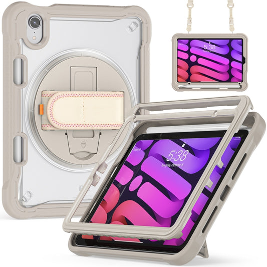For iPad mini 6 / mini 2024 Heavy Duty Hybrid Tablet Case with Hand Grip & Strap(Khaki) - iPad mini 2024 Cases by buy2fix | Online Shopping UK | buy2fix