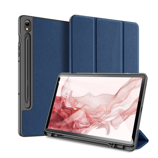 For Samsung Galaxy Tab S9 DUX DUCIS Domo Series Cloth Texture Magnetic Leather Tablet Case(Blue) by DUX DUCIS
