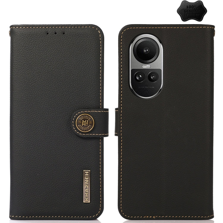 For OPPO Reno10 Global / 10 Pro Global KHAZNEH Custer Texture RFID Genuine Leather Phone Case(Black) - OnePlus Cases by buy2fix | Online Shopping UK | buy2fix