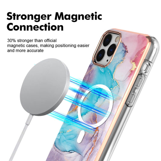 For iPhone 11 Pro Marble Pattern Dual-side IMD Magsafe TPU Phone Case(Blue Marble) by buy2fix