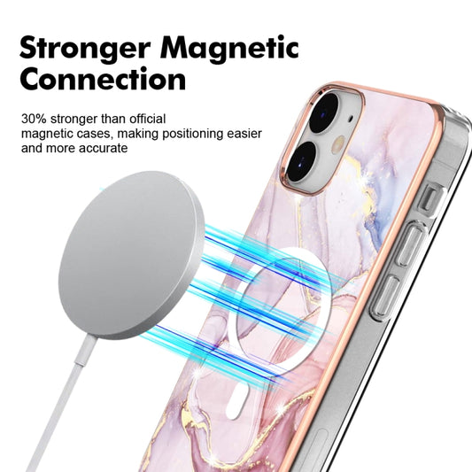 For iPhone 12 / 12 Pro Marble Pattern Dual-side IMD Magsafe TPU Phone Case(Rose Gold 005) by buy2fix