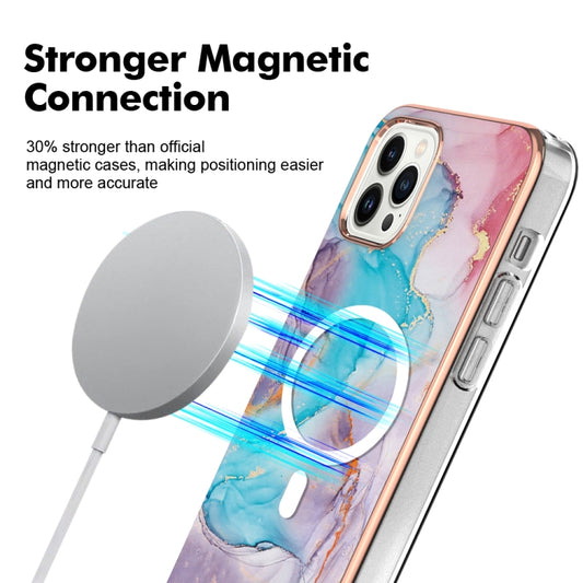For iPhone 13 Pro Marble Pattern Dual-side IMD Magsafe TPU Phone Case(Blue Marble) by buy2fix