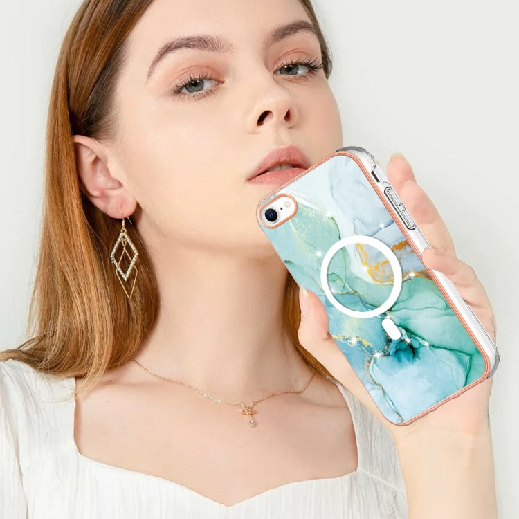 For iPhone 8 / SE 2022 / 2020 Marble Pattern Dual-side IMD Magsafe TPU Phone Case(Green 003) by buy2fix